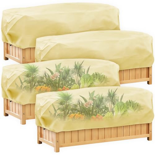 Lohofrnny Protección de Invierno para Jardineras, Transpirable 80g/m², Protección Invernal para Plantas, Protección contra Heladas para Jardineras con Cordón (100x45x40cm)