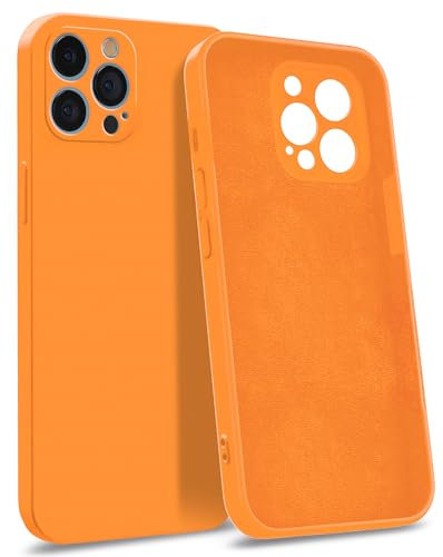 MyGadget Silicone Case compatible with iPhone 13 Pro Max [ Quadruple Protection ] - Hardcase with Microfiber Lining - Shockproof Shell in Orange