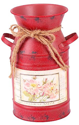 MAGICLULU Flower Arrangement Kettle Iron Bucket Handmade Retro Gardening Bucket Iron Planter Hydroponics Flower Container Display Tub for Home Shop Office Use