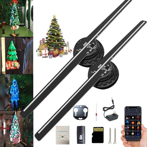 3d Ologramma Albero Di Natale, 3d Ologramma Fan Halloween, Led Ologramma Fan 3d Proiettore Olografico Albero Di Natale, 3d Fan Ologramma Proiettore Per Negozio, Bar, Natale (NOI,2 pezzi)