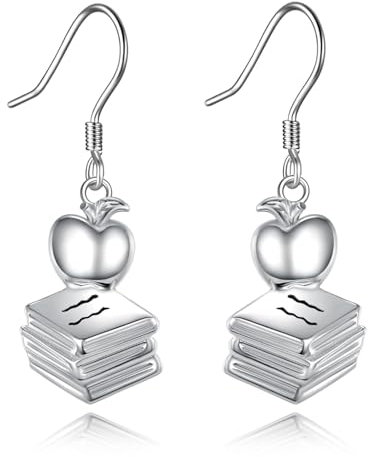 DAYLINLOVE Lehrer Ohrringe 925 Sterling Silber Äpfel und Bücher Ohrringe Lehrer Schmuck für Lehrer Geschenk