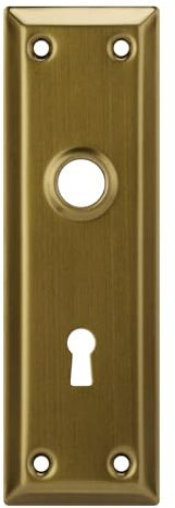 Newliplace 2 Pack Mortise Lock Door Plates for Interior Doors, Old Style Mortise Door Knob Cover Backplate Replacement, Antique Brass Door Escutcheon Plates