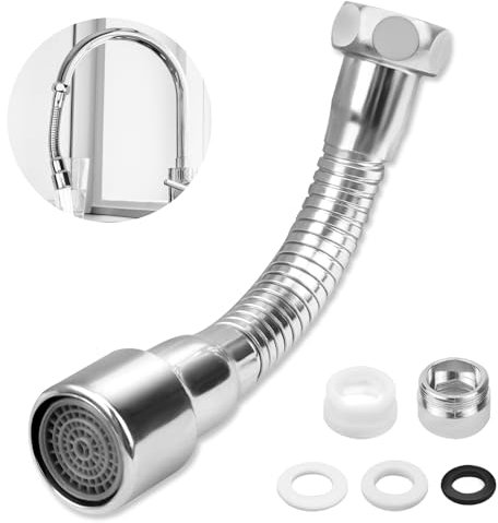 VZXZXE Rallonge de robinet de 14 cm, fonction pivotante à 360°, anti-explosion et inoxydable, convient pour les rallonges de robinet de salle de bain et de cuisine