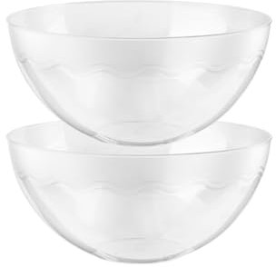 HOMESHOPA 2 PK 2800ml Clear Plastic Serving Bowl, Large Salad Mixing Bowls, Sturdy & Reusable Kitchen Cooking Food Prep Bowl for Salad Snacks & Crisps, Dishwasher Safe