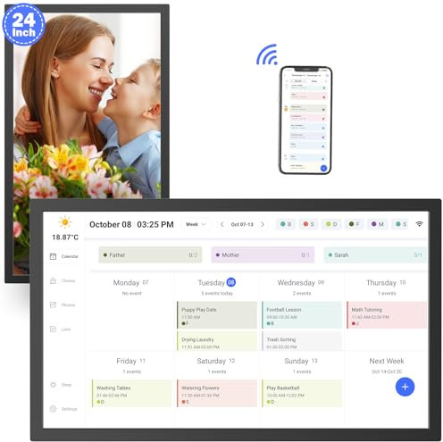 Digitaler Kalender Smart Chore Chart-für-Business-Zeitpläne – 61 cm (24 Zoll), interaktiver Touchscreen-Elektronischer Kalender, automatische Synchronisierung von Google iCloud Outlook-Kalender für
