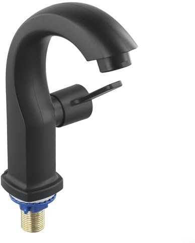 Gettimore Einhebellocharmatur ABS Badezimmer Küche Spüle Wasserhahn Kaltwasserreiniger Silber (Schwarz)