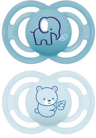 MAM Perfect® Doppelpack Schnuller 6+ Monate (2er-Set), MAM Schnuller 6-16 Monate aus Silikon für eine gesunde orale Entwicklung, 2-teiliges Zubehör-Set für Neugeborene mit