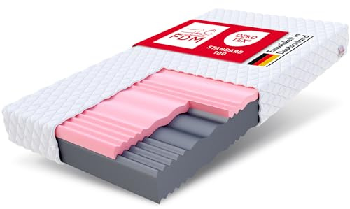 FDM Matratze 200x200 cm Härtegrad H3 H4 Höhe 14 cm Kaltschaummatratze HR-Schaum Visco-Schaum 7 Komfortzonen mit Hypoallergenem Waschbarem Jersey Bezug Oeko-Tex Select