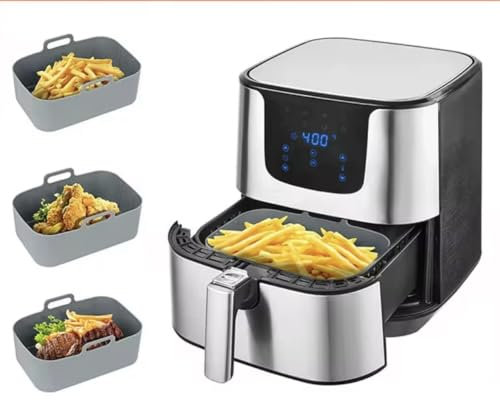 “1 Reusable Silicone Air Fryer Liner – Non-Stick, Dishwasher Safe, Food-Grade – Fits 21x14.5cm Baskets – No More Sticking or Scrubbing – Black”