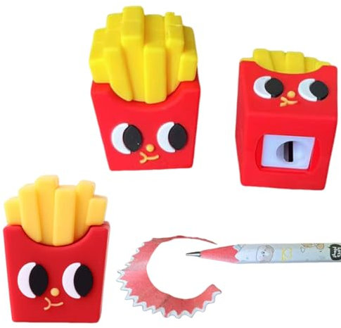 3 Stück Bleistiftroller, niedliche Pommes frites spitzer für linkshänder, kompakt und leicht spitzer für linkshänder.