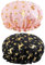 Bath Caps Elastic Band Waterproof Shower Caps With Ruffled Edge Covering Ears Keeping Hair Dry Kitchen Oil-proof Cap for Girls and Women (Animal Print)