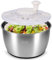 DEECOZY 5L Salatschleuder Edelstahl, Groß Salatschleuder mit Deckel, Salad Spinner mit Rutschfester Boden, BPA-frei & Spülmaschinengeeignet, Salad Spinner mit Kurbelantrieb für Salat Gemüse Obst