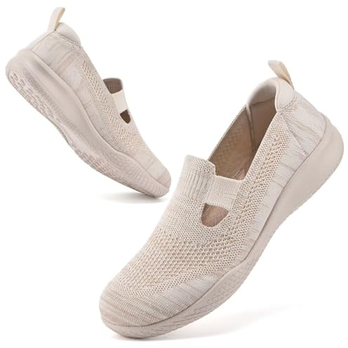 konhill Baskets Femme Respirantes Slip-on - Chaussures de Running Légères en Mesh pour Jogging, Marche et Extérieur Jaune Lait EU 37