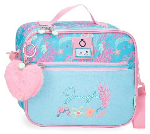 Enso Jungle Mood Trousse de toilette, sac bandoulière, idéal pour organiser vos affaires, compartiments multiples. Rose et bleu.