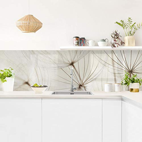 micasia Küchenrückwand selbstklebend Blumen ohne Bohren fugenlos - Made in Germany - Dekofolie Landhaus matt Paneel weiss Küche Herd Spritzschutz 1517 (140x40cm)