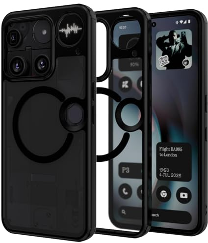 ZHMECOCASE Magnetische Hülle für Nothing Phone 3 – [Mag-Safe Kompatibel] [Starker N56-Magnet] [Militärischer Schutz] [Schlank & Stoßfest] Halbtransparent Matt-Rücken Case (Schwarz)