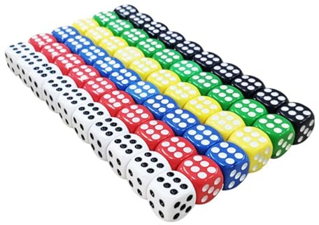 SYEYCW 60 Stück Würfel Set, 14mm Spielwürfel, Bunte Würfel Set, Standard Würfel für Jedes Spie, Würfelspiele, Tischspiele, Brettspiele, Zuhause Partyspiel, Matheunterricht Mathe, 6 Farben