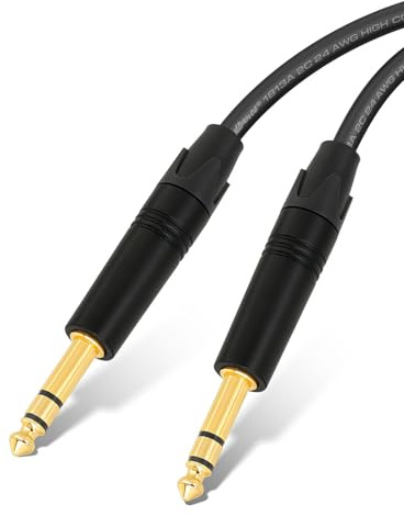 Superbat 6,35 mm Instrumentenkabel Stereo 60 cm,Belden 1813A TRS Gitarrenkabel Bass AMP-Kabel mit hoher Leitfähigkeit für E-Gitarre, Keyboard, Verstärker, Lautsprecher, Equalizer, Mikrofone,Mischpult