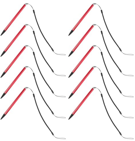 Stylet Tactile pour Tablette 10 Pièces pour Dessin et Écriture | Pointe Réactive, Design Anti-perte avec Corde, Usage Maison et Réunions, Couleur Rouge