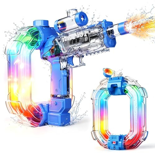Wasserpistole Elektrisch 2026 Neueste, Automatische Wasserpistole mit 900CC Tank & LED-Beleuchtung, 10M Reichweite Sehr Stark, Water Gun Elektrisch Sommer Spielzeug für Pool Kinder Erwachsene