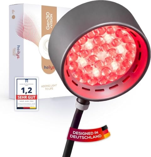 heilys® Gen30 LED Rotlichtlampe mit 6 Wellenlängen (630–850 nm) | Rot- & Nahinfrarotlicht Lampe mit Vision-Modus 670 nm | Stufenweise höhenverstellbar, Pulsmodus (Schwarz)