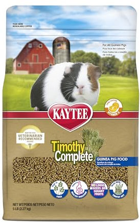 Kaytee Timothy Complete Guinea Pig Food, Made with Timothy Hay, High in Fiber, Supports Dental Health and Digestion, Long-lasting Vitamin C, 5 pounds