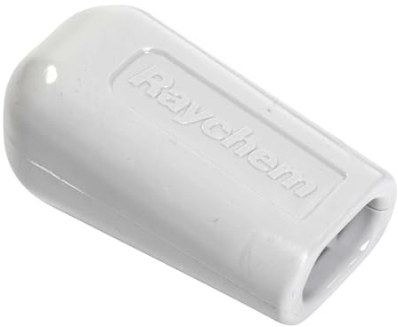 Raychem Endabschluss RAYCHEM E-02, Weiß, Sechskant, Kunststoff, 1/4-20 UNC, 3.0 mm, #0-80, Rechtsgewinde, 1.25 mm Pitch, Standard, Außensechskant, Bolzenkappe