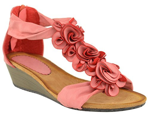 Fashion Thirsty Womens Ladies Summer Sandals Strappy Low Heel Flat Wedges Soft Comfy Lightweight Holiday Open Toe Cosy Shoes