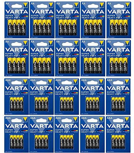 80 Varta Superlife Zink-Kohle Batterien (40x AA Mignon + 40x AAA Micro) Blister