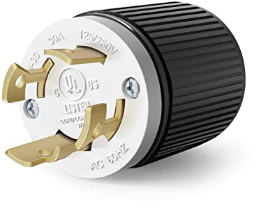 ENERLITES NEMA L14-30P Locking Plug Connector for Generator, Twist Lock Male Plug, 30 Amp, 125/250 Volt ,3 Pole, 4 Wire Grounding, Industrial Grade Heavy Duty, UL Listed, 66470-BK, Black