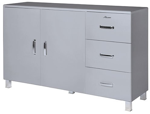 Miami 155738HG Sideboard mit 2 Türen und 3 Schubladen, Holz, hellgrau, 43 x 146.4 x 88.8 cm