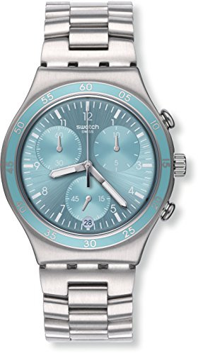 Swatch Damen Armbanduhr Chronograph Quarz Edelstahl YCS589G