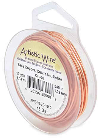 Artistic Wire 1.0 mm Bare Copper Craft Wire, 18 Gauge / 1 mm, 10 yd / 9.1 m