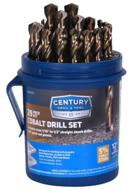 Century Drill & Tool, 26929, 29-teiliges Set, Jobber-Bohrer, ProGrade, Kobaltstahl, Hochgeschwindigkeitsbohrer-Set