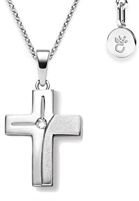 Kreuz Kette Mädchen Kommunion echt Silber 925 | Kreuz-Anhänger Halskette Kreuzkette| Kinder-Schmuck Erstkommunion Tauf-Geschenk Konfirmation Firmung Geburt Taufe | Silberkette Taufkette Kinderkette