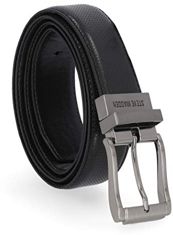 Steve Madden Men's Reversible Dress Casual Every Day Leather Belt, Black/Brown (Smooth), 34