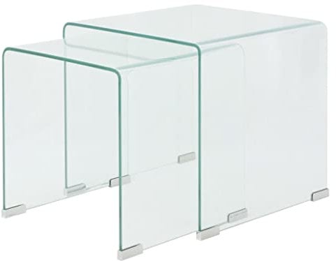 vidaXL 2-TLG. Satztisch-Set Beistelltisch Kaffeetisch Couchtisch gehärtetes Glas