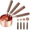 GuDoQi Cucharas Medidoras y Tazas Medidoras, 8 Piezas, Mango De Nogal, Medidas Grabadas, Acero Inoxidable De Primera Calidad, Perfecto para Medir Líquidos Sólidos, Cocina para Hornear (Oro Rosa)