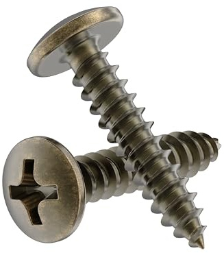 #5 x 5/8 Antique Brass Round Head Phillips Drive Wood Screws | Pack of 25 | Self Tapping Screws for Wood Antique or Modern Furniture | SCR558RPHAB