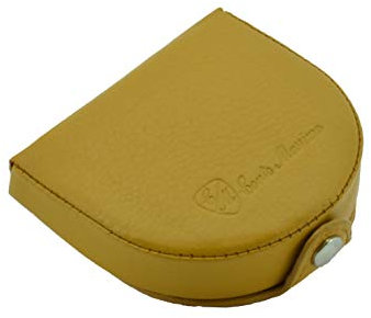 Conte Massimo Porte-Monnaie Talon Cuir Véritable, Boîte Cadeau, Jaune Moutarde