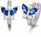 AOBOCO Creolen Schmetterlinge Sterling Silber 925 Kinder Ohrringe Mädchen mit Kristallen, Schmetterling Schmuck Geschenke für Frauen (Simulierter Saphir)