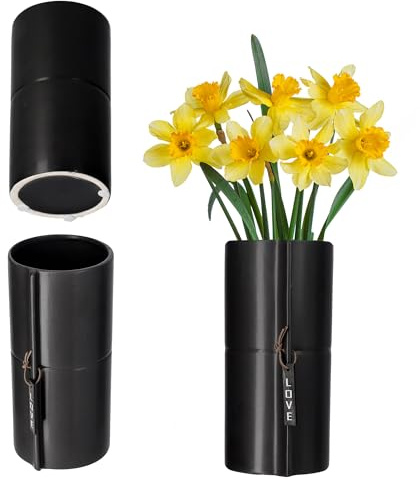 KADAX Macetero de cerámica, 2 colores, maceta de cerámica, maceta para flores, maceta para dragones, violetas, pensamientos (negro, 11 cm)