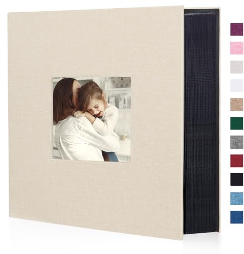 Artmag Stoff-Fotoalbum, 10 x 15 cm, 1000 große Kapazität, für Familienhochzeit, Jahrestag, Leinenalbum, hält 1000 horizontale und vertikale Fotos (1000 Taschen, Beige)