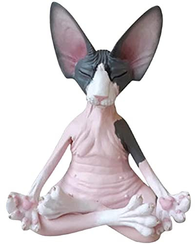 Bticx Katzen-Gartenzwerg, Meditation, Sphynx, Katzenstatue, Sammlerstück, Zen, Yoga, Pose, Buddha, Katze, Statue Zuhause, Büro, Dekoration – Katzenliebhaber