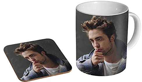 Robert Pattinson #2 Keramik-Teetasse + Untersetzer, Geschenkset
