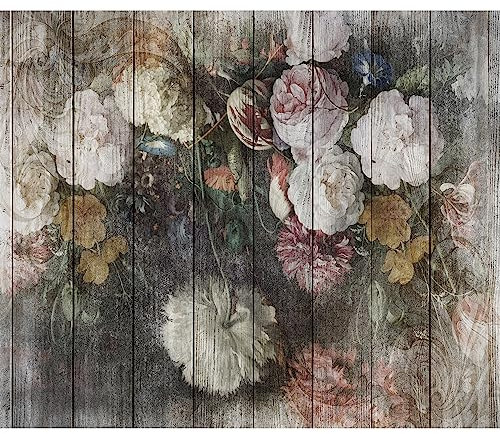 murando - Vlies Fototapete Holzoptik 350x256 cm Vlies Tapeten Wandtapete XXL Moderne Wanddeko Design Wand Dekoration Wohnzimmer Schlafzimmer Blumen Pfingstrosen Päonie rosa b-C-0943-a-a