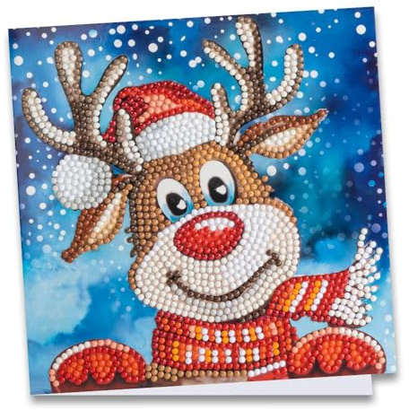 Ideen mit Herz Diamond-Painting-Grußkarte | 16 x 16 cm | 370 g/m² | inkl. Umschlag & Werkzeug (Rentier Rudolph)