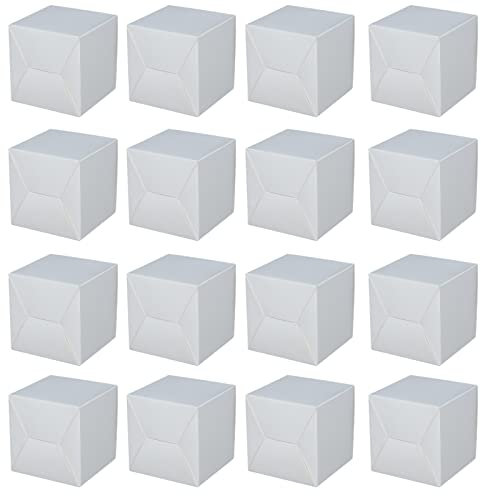50 Piezas Caja de Papel Kraft, Caja de Cartón Cuadrada, Caja Kraft de Fácil Ensamblado, Aplicar para Cajas Blancas para Fiestas, Cumpleaños, Bodas, Regalos(Blanco)