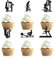 Donoter 24 Stück Fitness-Studio-Cupcake-Aufsätze, Gewichtheben, Kuchenspießer für Fitness-Themen, Geburtstagsparty-Dekorationen