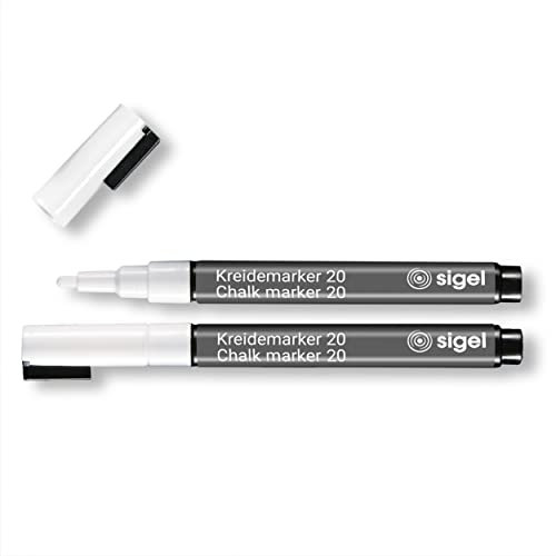 SIGEL BA178 Kreidemarker weiß, Rundspitze 1-2 mm, 2 Stück